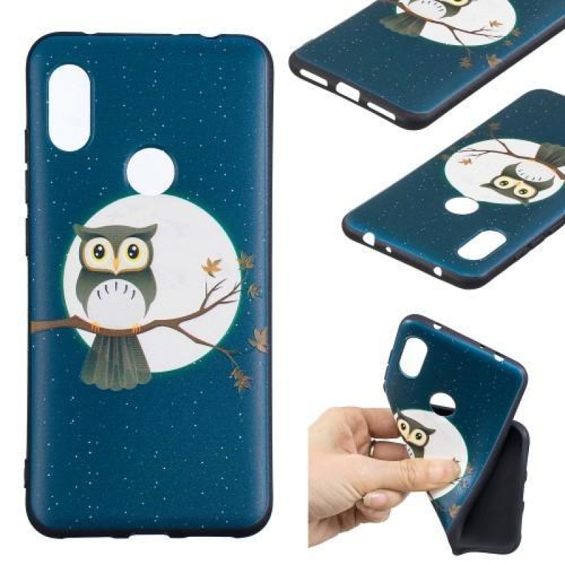 Dombornyomott zselés borító a Xiaomi Redmi Note 6 Pro számára - bagoly egy ágon