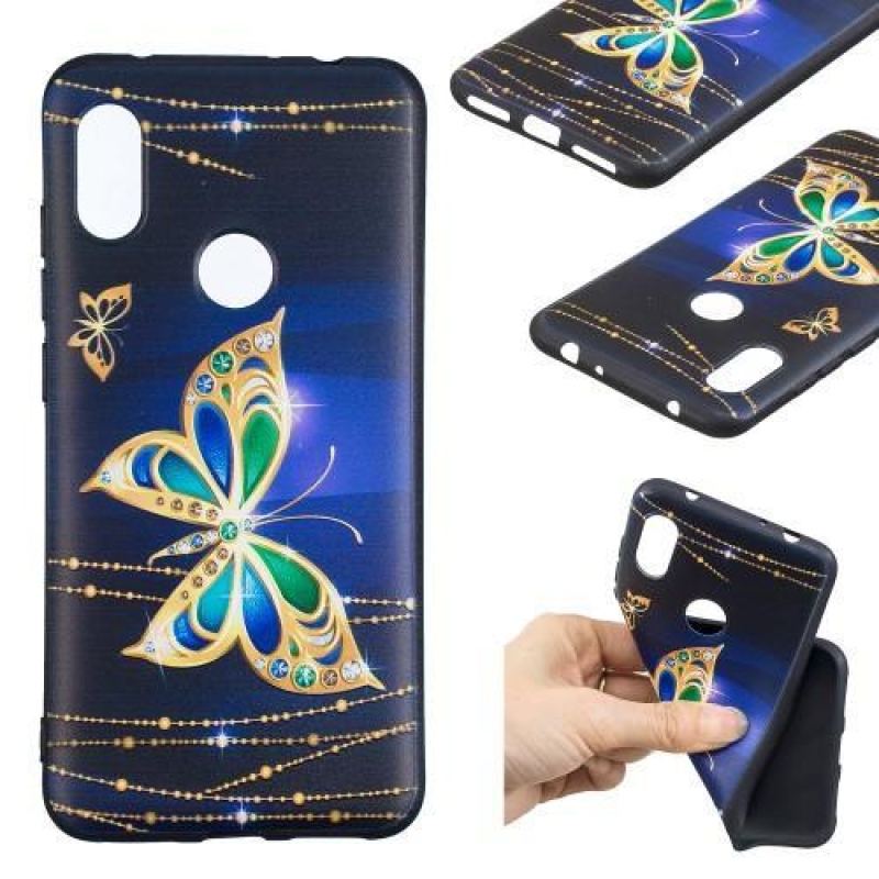 Dombornyomott zselés borítás Xiaomi Redmi Note 6 Pro - arany pillangókhoz