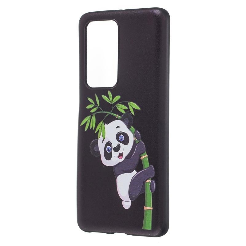 Dombornyomott zselés tok mobil Huawei P40 Pro - panda a bambuszon
