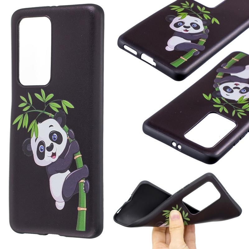 Dombornyomott zselés tok mobil Huawei P40 Pro - panda a bambuszon