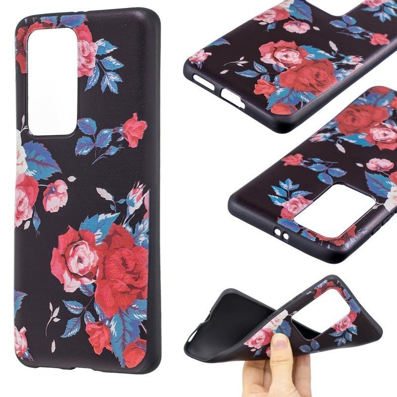 Dombornyomott zselés tok mobil Huawei P40 Pro - rózsaszínű