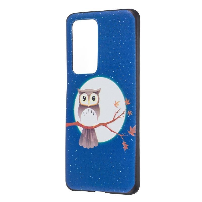 Dombornyomott zselés tok mobil Huawei P40 Pro - bagoly egy ágon