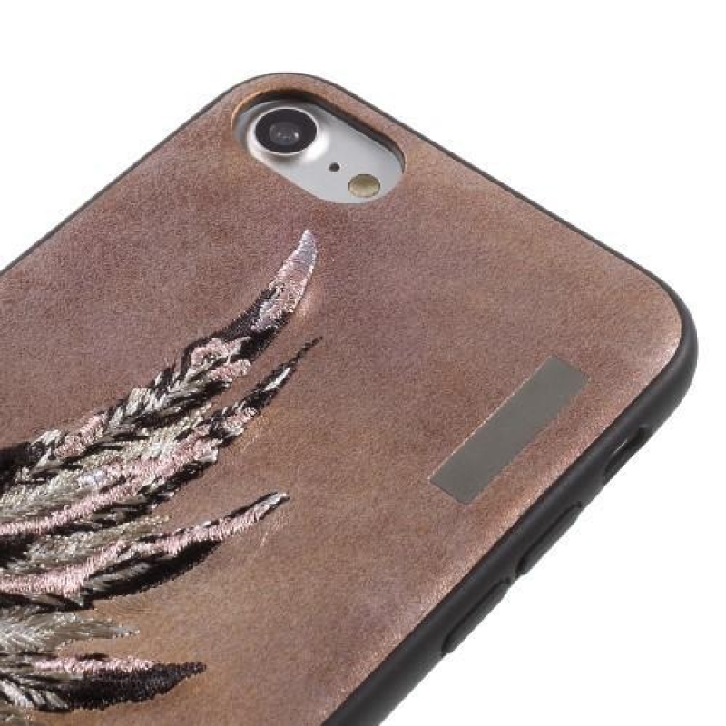 Embro műanyag tok PU bőrrel borított iPhone 8 és iPhone 7 készülékhez - rózsaszín szárnyak