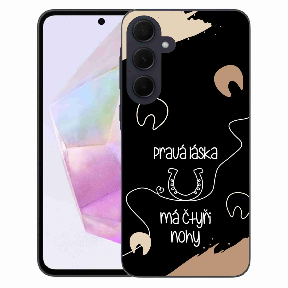 Gél borítás mmCase Samsung Galaxy A35 5G - ló motívum fekete háttérrel