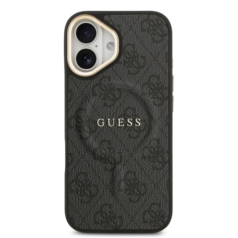 Guess PU bőr 4G aranykeret MagSafe hátlap iPhone 17 Fekete