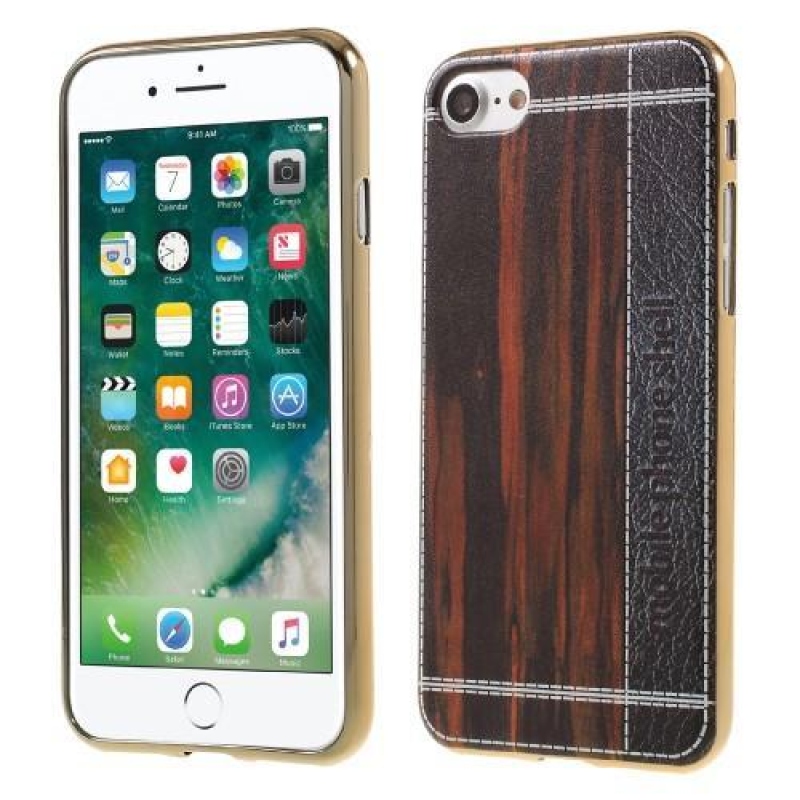 Emotive zselés tok iPhone 8 és iPhone 7 készülékhez - fekete és barna fa