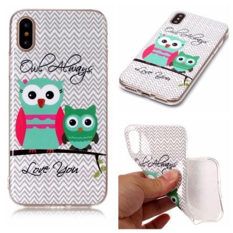 Érzelmes zselés tok iPhone X készülékhez - baglyok