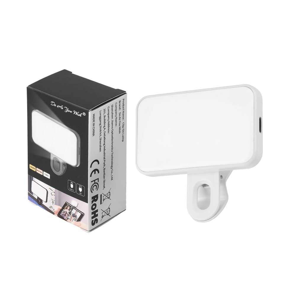 Mini LED mobiltelefon-világítás csíptetővel, 24 LED-del - fehér