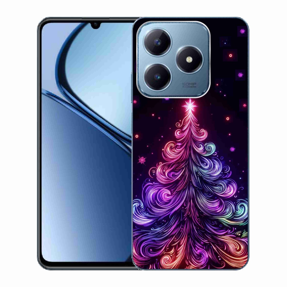 Gél borítás mmCase a Realme C63 készülékhez - neon karácsonyfa 1