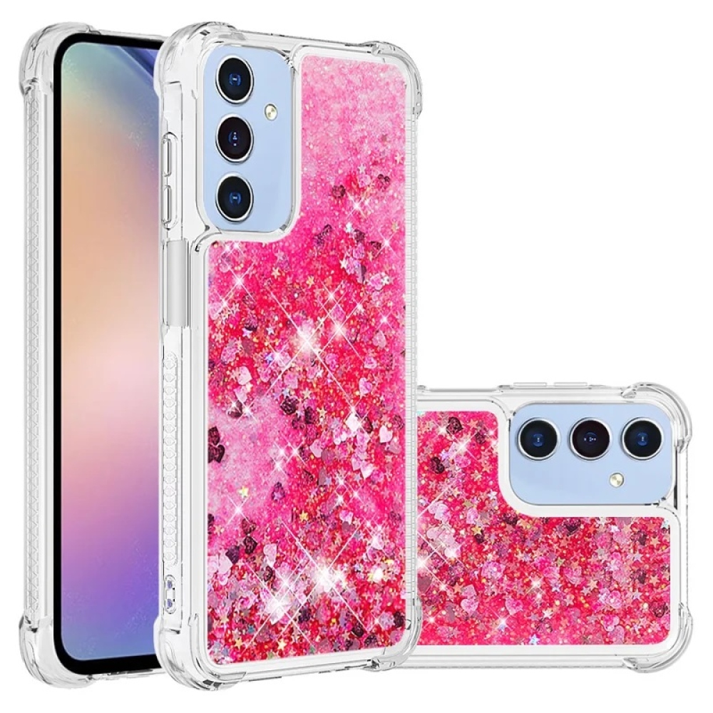 Glitter zselés homokóra hüvely Samsung Galaxy A16 4G/5G készülékhez - rózsaszín/szívek