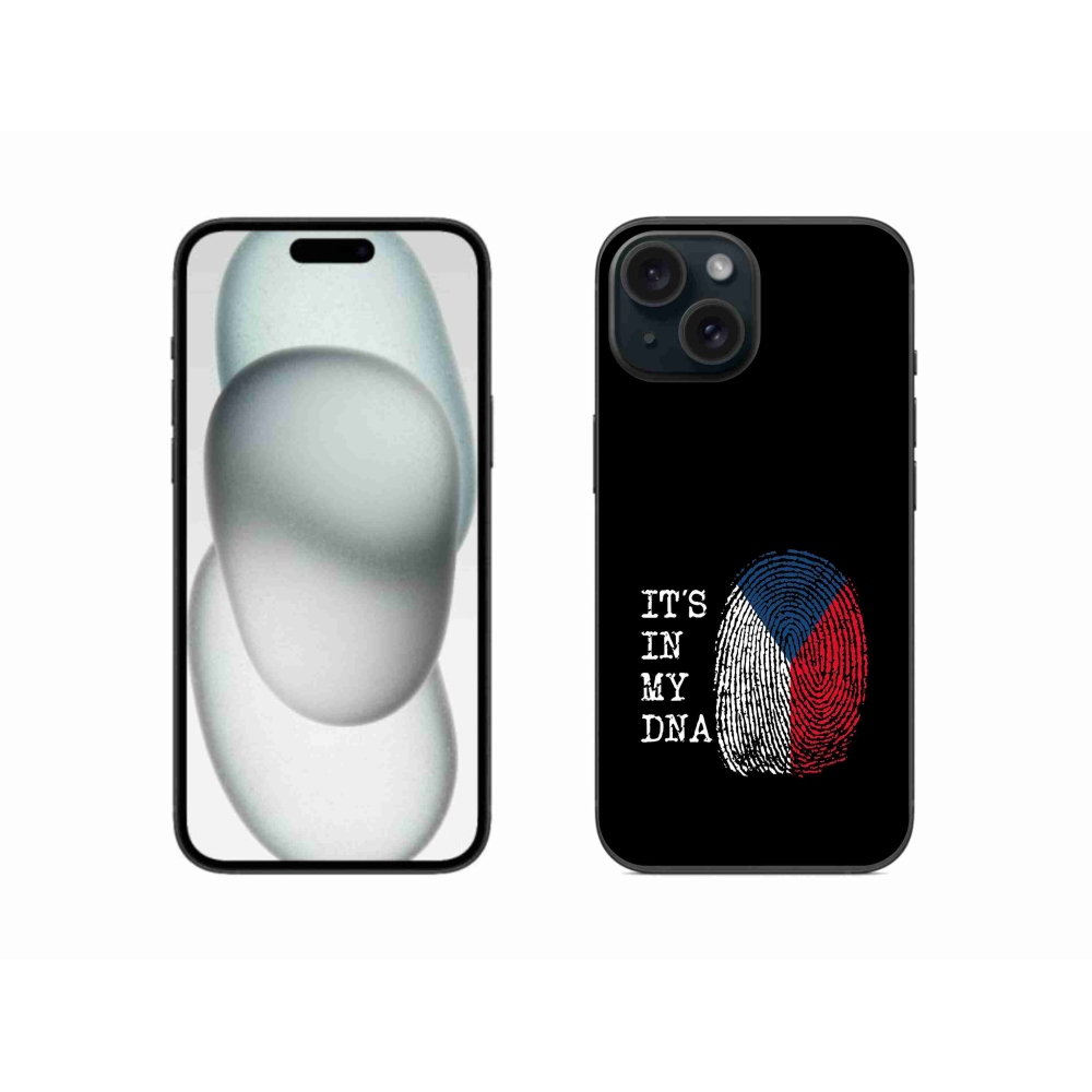 Zselés borítás mmCase iPhone 15-hez - zászlós ujjlenyomat fekete háttérrel