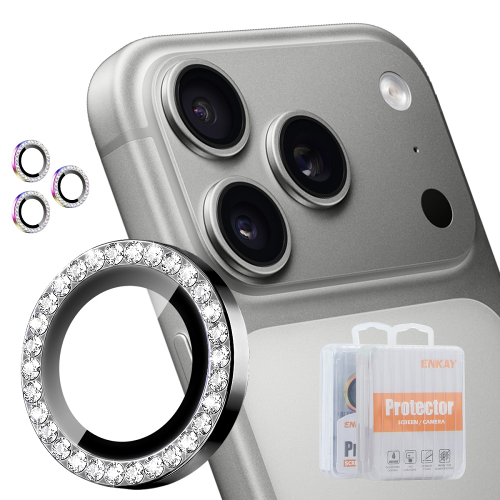 ENK Decor iPhone 18 Pro Max/18 Pro kameraobjektív-üvegek (különálló üvegek) – fekete