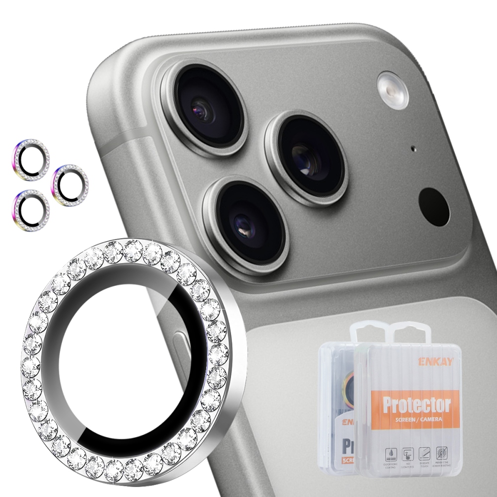 ENK Decor iPhone 18 Pro Max/18 Pro kameraobjektív-üvegek (különálló üvegek) – ezüst