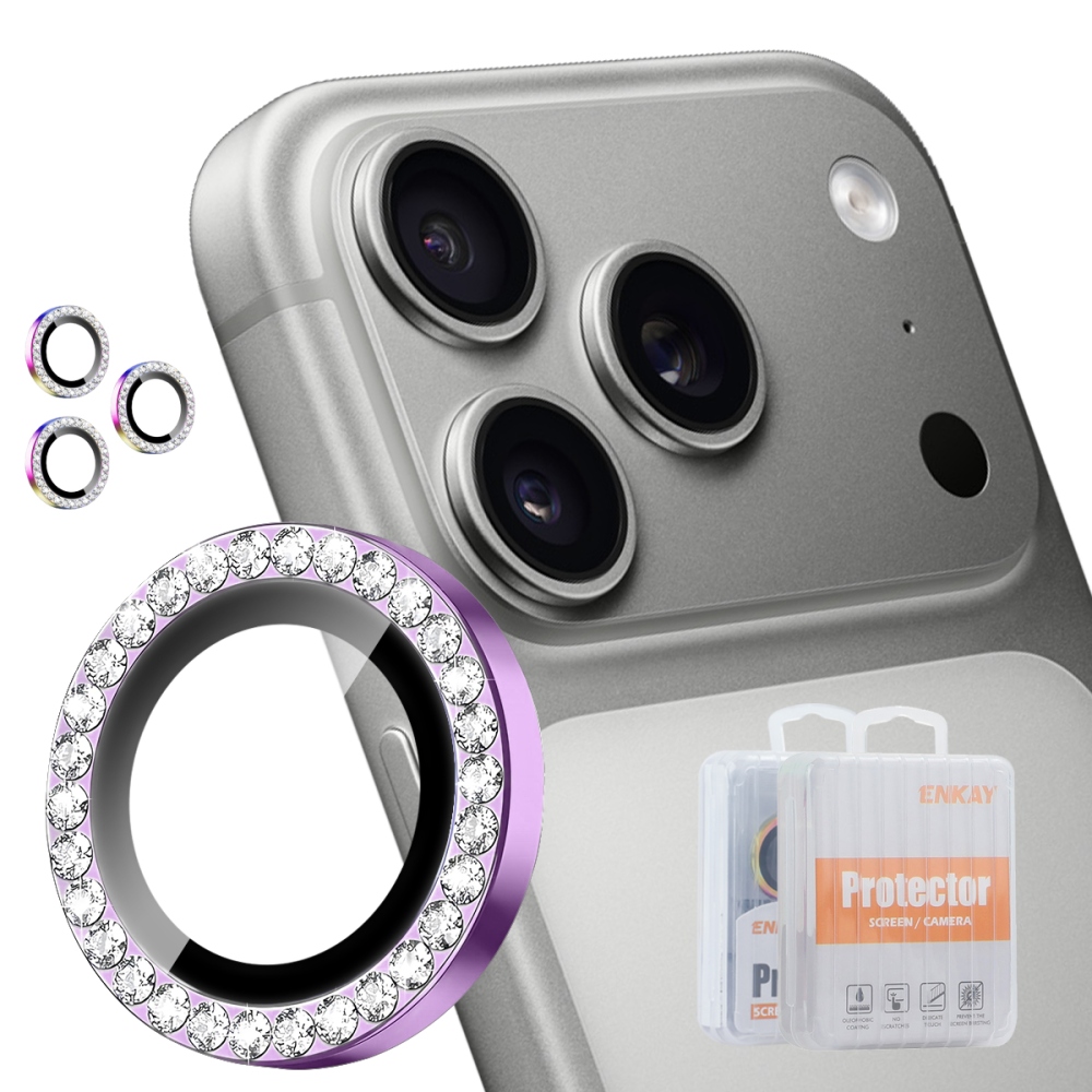 ENK Decor iPhone 18 Pro Max/18 Pro kameraobjektív-üvegek (különálló üvegek) – világos lila