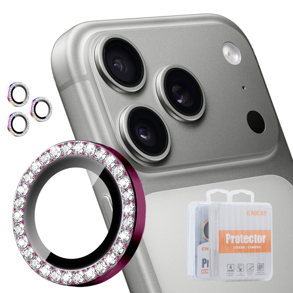 ENK Decor iPhone 18 Pro Max/18 Pro kameraobjektív-üvegek (különálló üvegek) – bordó