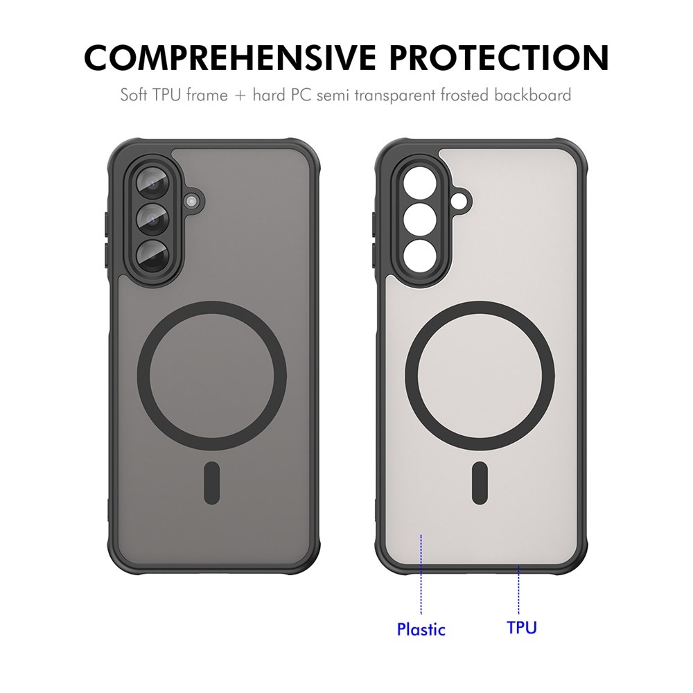 ENKAY matt zselés tok MagSafe + 9H védőüveg Samsung Galaxy A17 4G/5G készülékhez - fekete