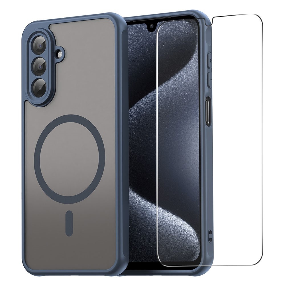 ENKAY matt zselés tok MagSafe + 9H védőüveg Samsung Galaxy A26 5G - kék