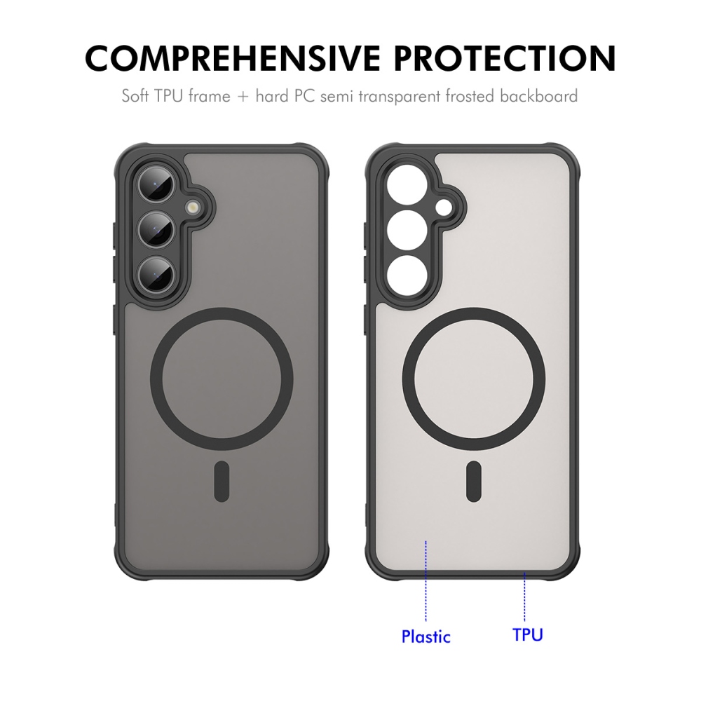 ENKAY matt zselés tok MagSafe + 9H védőüveg Samsung Galaxy A37 5G - fekete