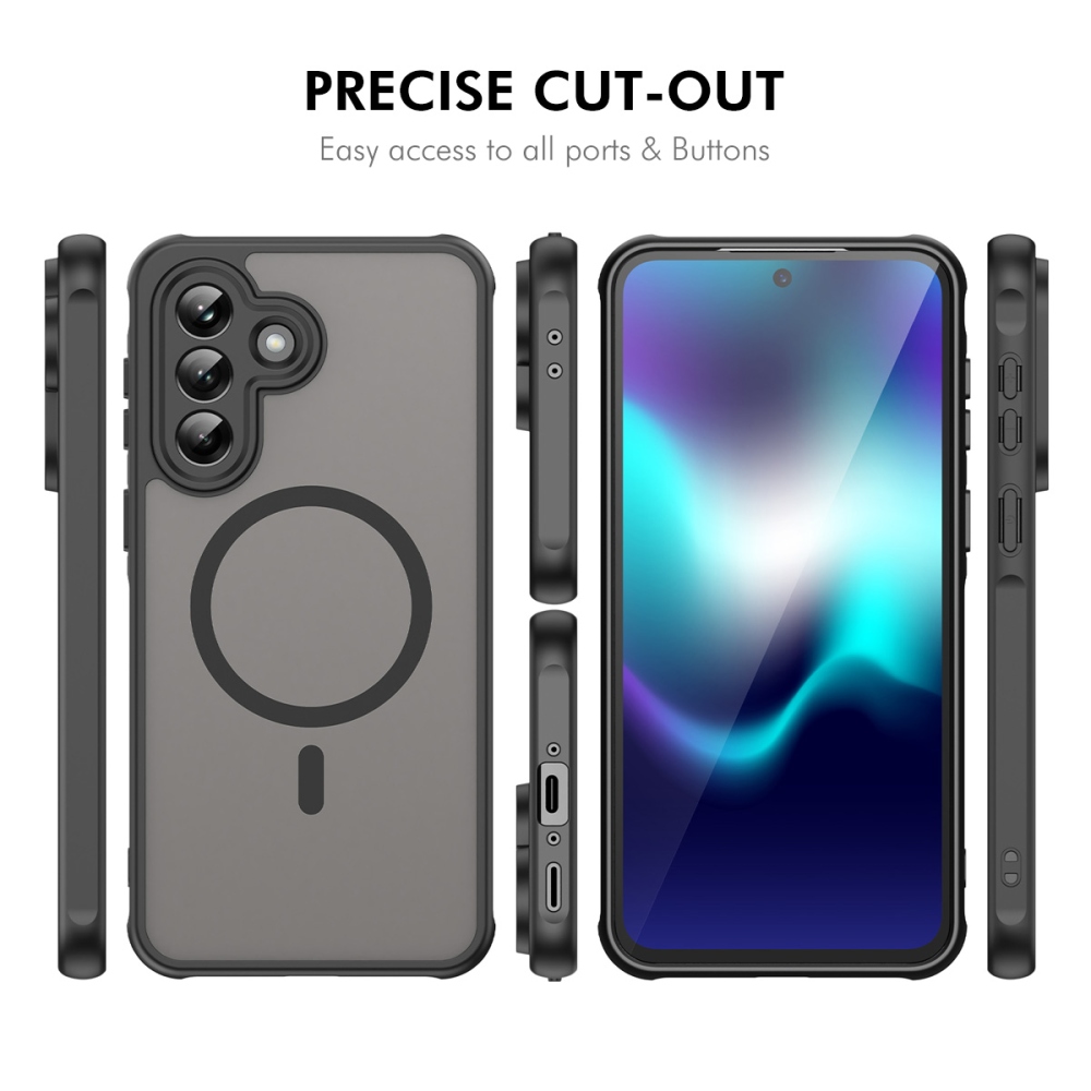 ENKAY matt zselés tok MagSafe + 9H védőüveg Samsung Galaxy A37 5G - fekete