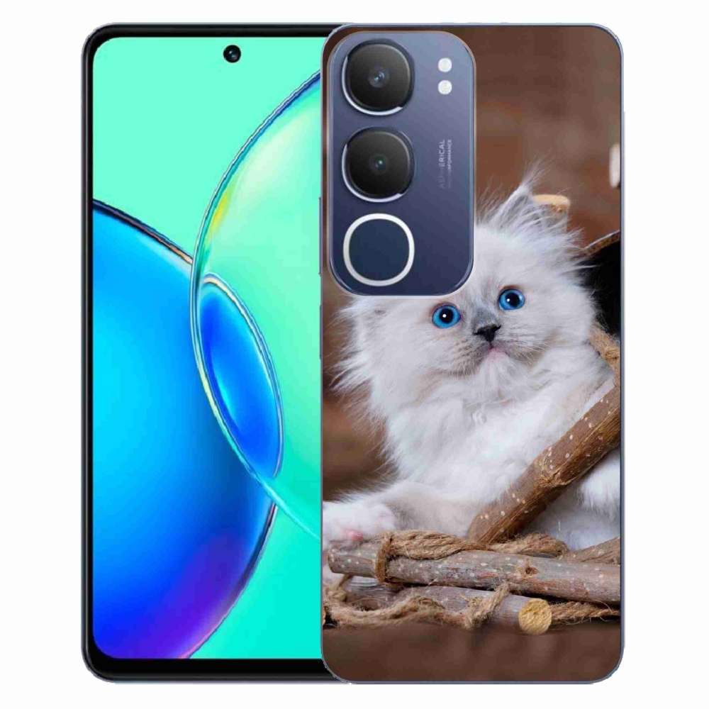 Gél védőburkolat mmCase a Vivo Y19s készülékhez - fehér cica