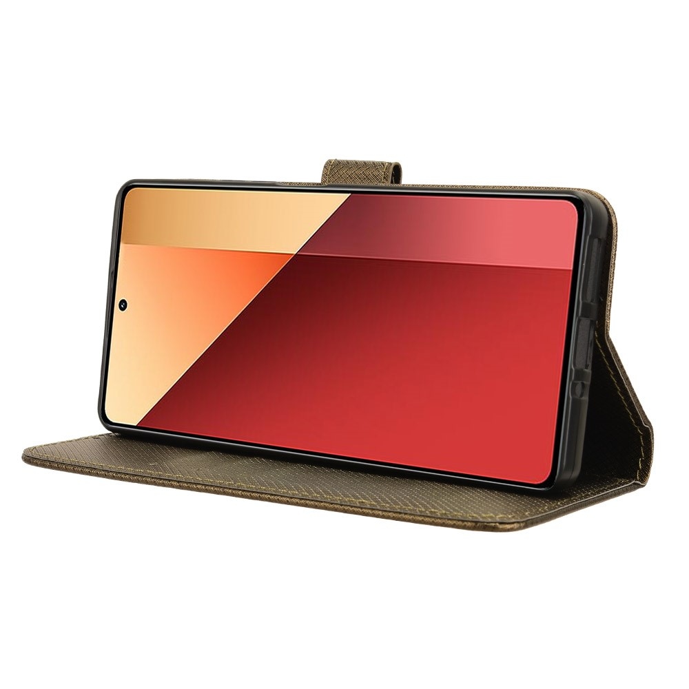 Gyémánt könyv tok Xiaomi Redmi Note 14S/Note 13 Pro 4G/Poco M6 Pro - barna színben