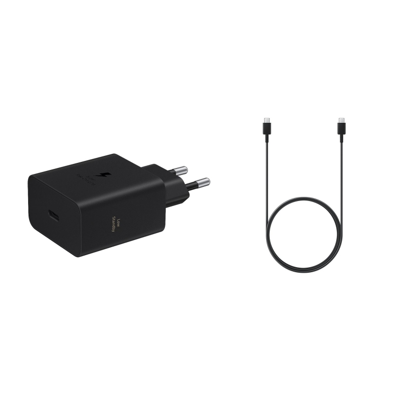EP-T6010NBE + EP-DA705BBE Samsung USB-C 60 W-os utazótöltő + USB-C/USB-C adatkábel 3 A, fekete (OOB Bulk)