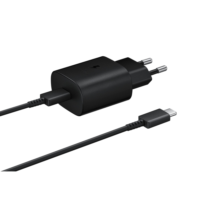 EP-TA800XBE Samsung 25W-os utazási töltő + USB-C adatkábel Fekete