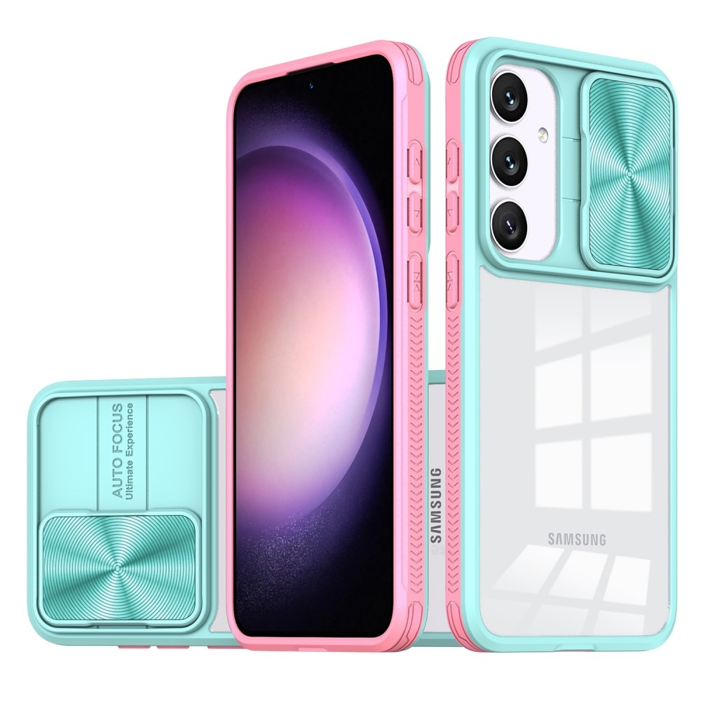 Tartós hátlapi borítás kamerafedéllel Samsung Galaxy S25+ készülékhez - teal/pink