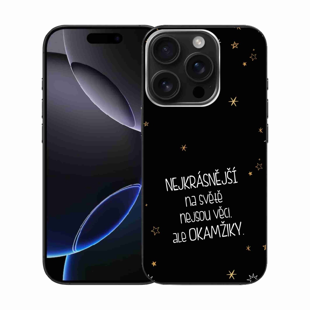 Gél borítás mmCase iPhone 16 Pro készülékhez - Idézet 4 fekete háttér