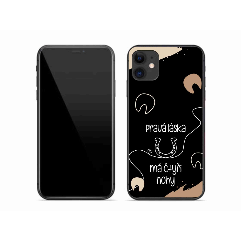 Gél borítás mmCase iPhone 11 készülékhez - ló motívum fekete háttér