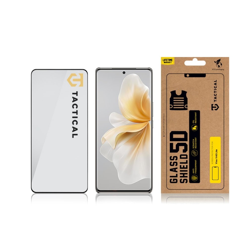 Taktikai üvegpajzs 5D üveg a Vivo V40 Lite fekete készülékhez