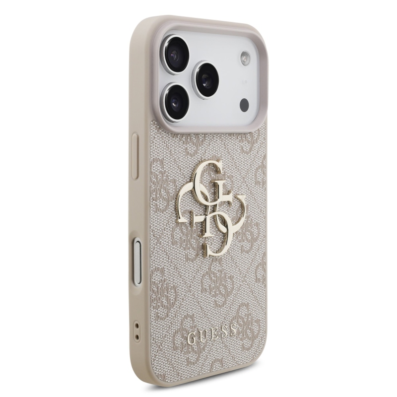 Guess PU 4G Metal Logo hátsó tok iPhone 18 Pro-hoz, rózsaszín