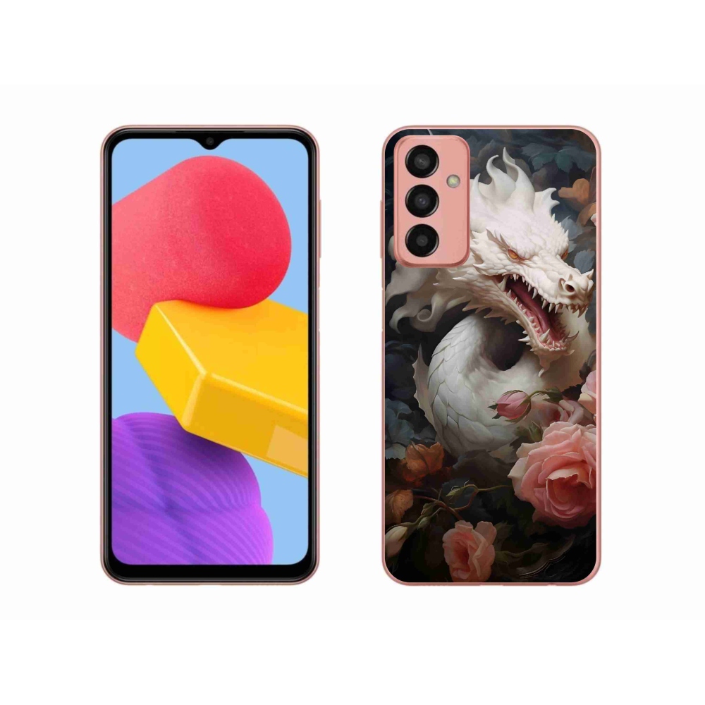Gél védőhuzat mmCase Samsung Galaxy M13 készülékhez - fehér sárkány