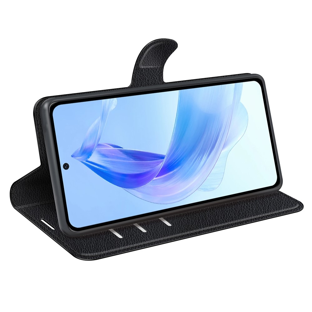 Litchi könyvtáska Honor 90 Lite-hoz - fekete