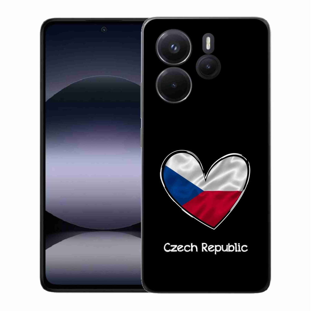 Gél borító mmCase a Xiaomi Redmi Note 14-hez - szív zászló fekete háttérrel