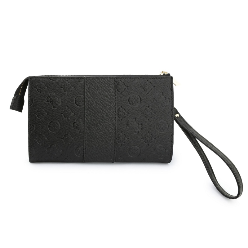 Guess PU 4G Peony Stripe Metal Logo mobiltelefon-táska, fekete