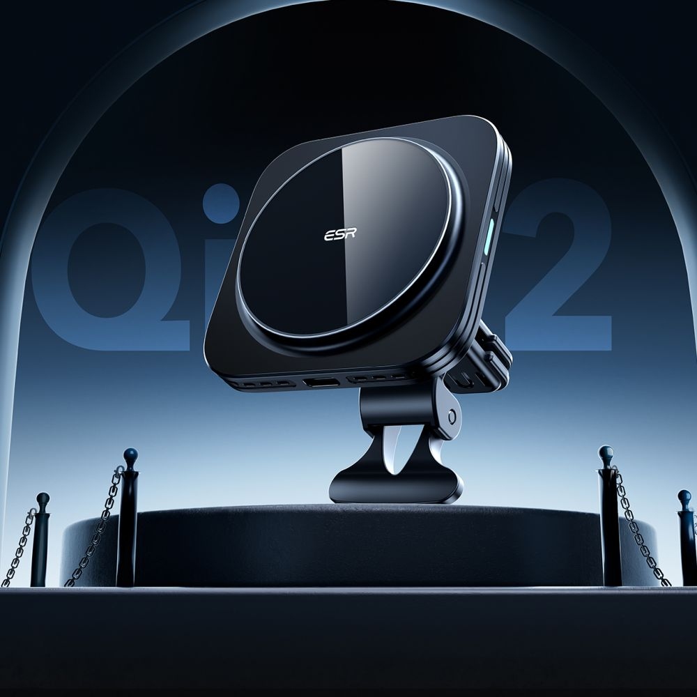 ESR HaloLock Qi2 MagSafe mágneses szellőzőtartó 15W-os vezeték nélküli töltéssel - Fekete