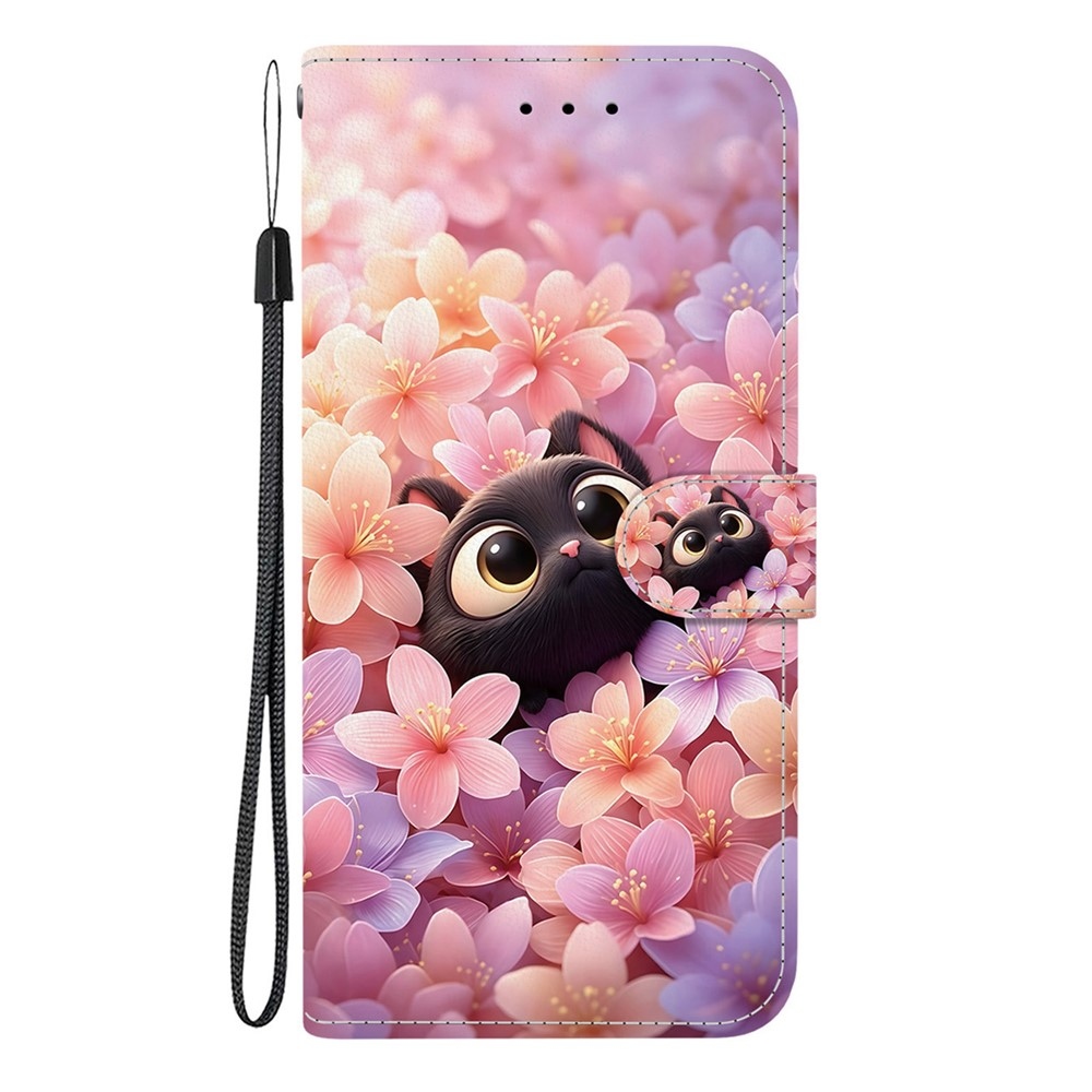 Essent könyvformájú tok a Xiaomi Redmi Note 17 Pro 5G-hez – macska és virágok