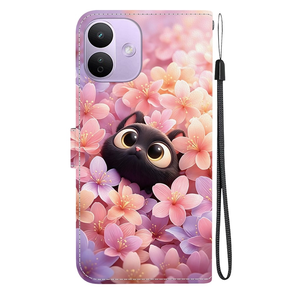 Essent könyvformájú tok a Xiaomi Redmi Note 17 Pro 5G-hez – macska és virágok