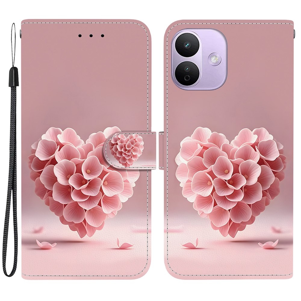 Essent könyvformájú tok a Xiaomi Redmi Note 17 Pro 5G-hez – virágokból álló szív