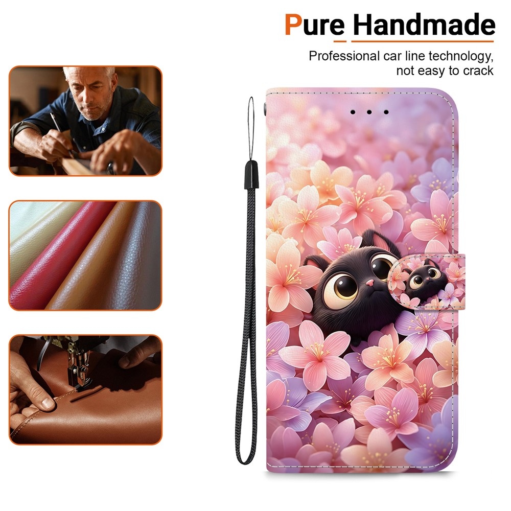 Essent könyvformájú tok a Xiaomi Redmi Note 17 Pro Max 5G-hez – macska és virágok