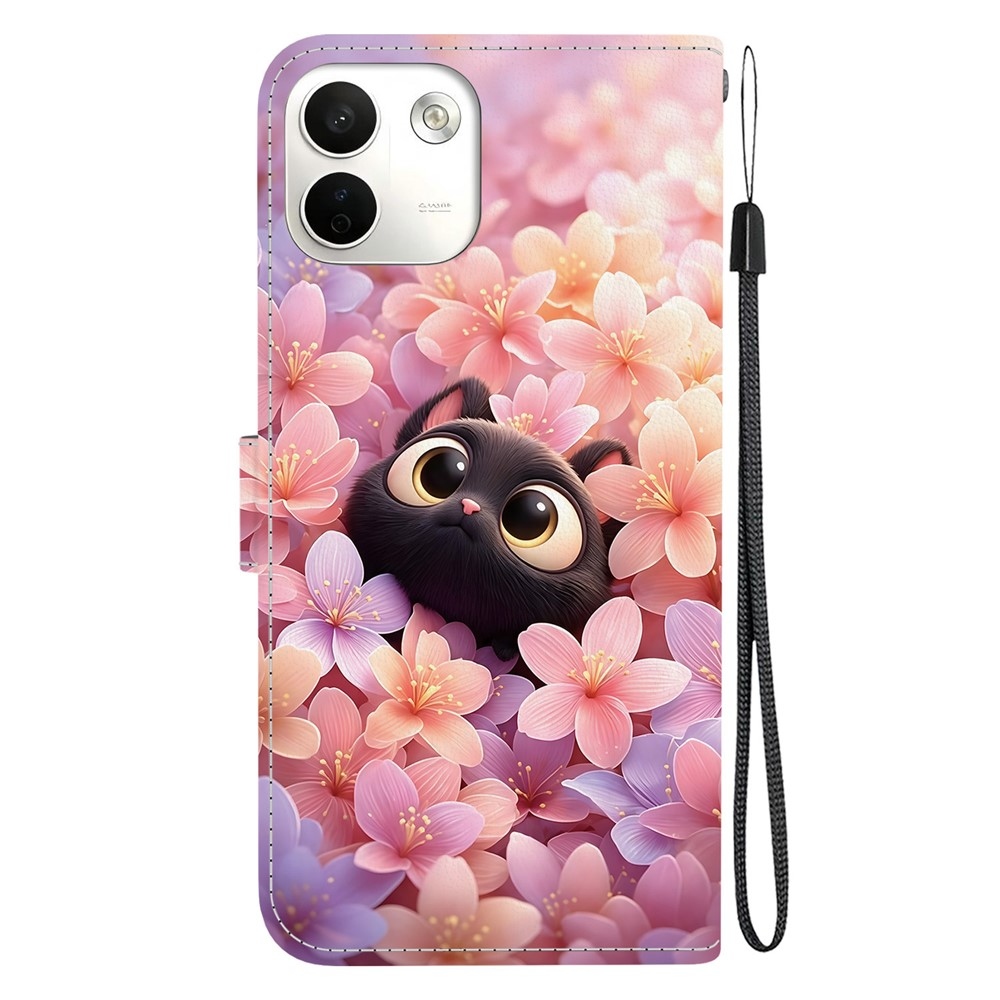 Essent könyvformájú tok a Xiaomi Redmi Note 17 Pro Max 5G-hez – macska és virágok