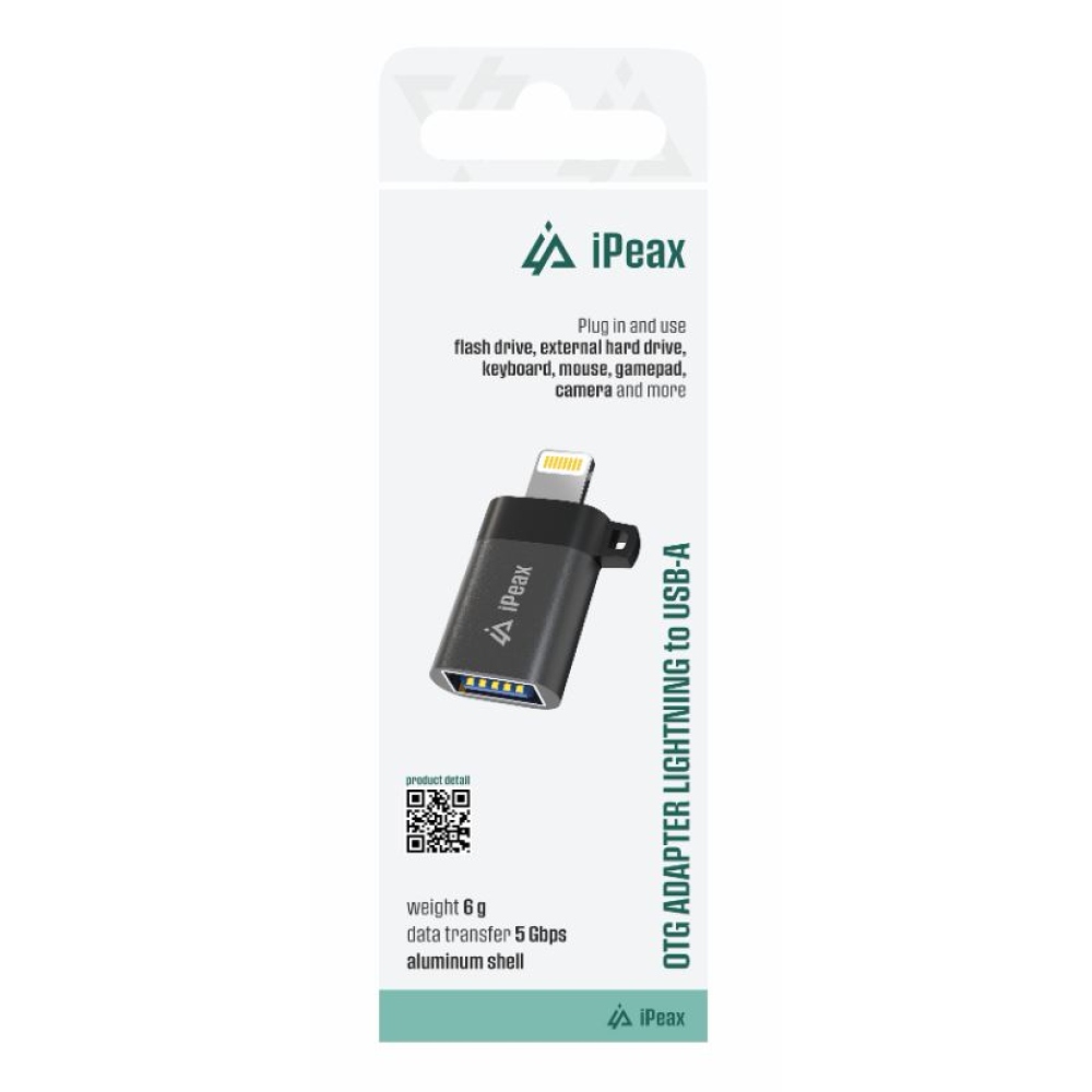 iPEAX Lightning/USB-A OTG adapter (női) - Fekete