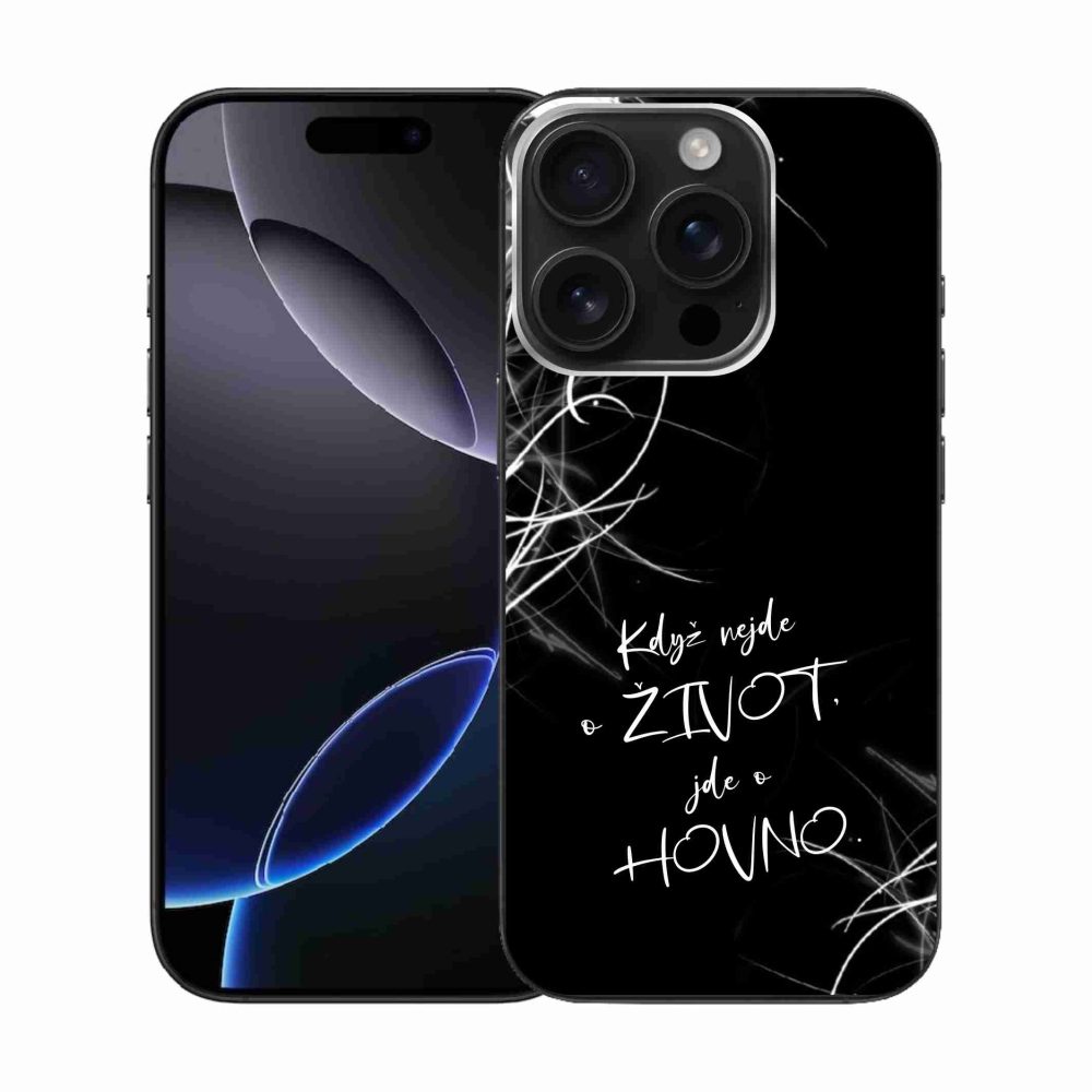 Gél borító mmCase iPhone 16 Pro készülékhez - vicces szöveg 16 fekete háttér