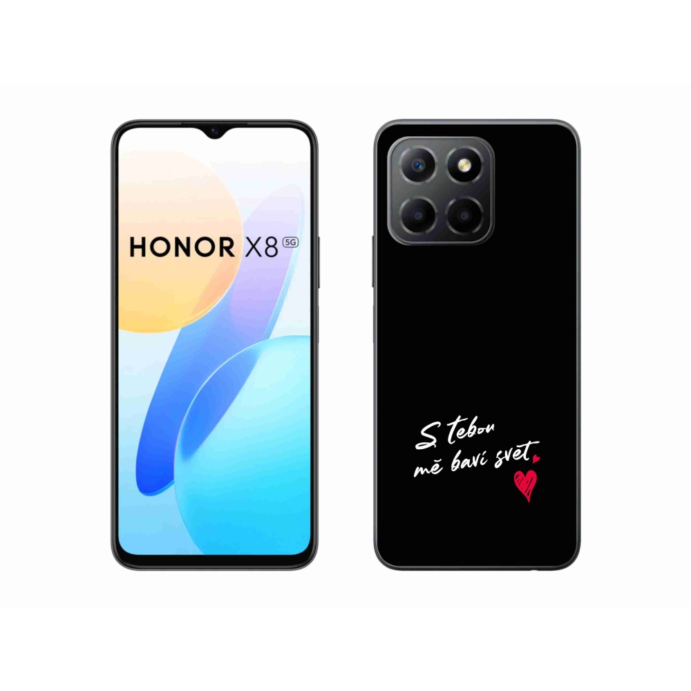 Gél borító mmCase a Honor X8 5G/Honor 70 Lite 5G készülékhez - szerelmes szöveg 1 fekete háttér