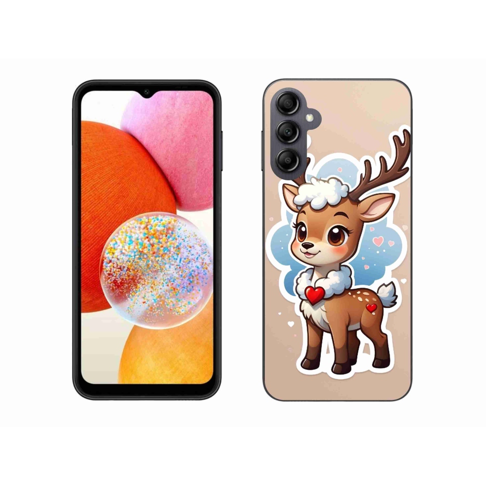 Zselés borítás mmCase Samsung Galaxy A14 4G/5G - rajzfilm rénszarvashoz
