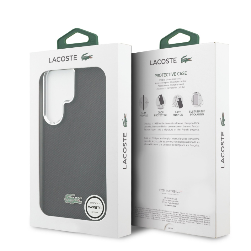 Lacoste Petit Pique fém logós mágneses hátlap Samsung Galaxy S26 Ultra fekete