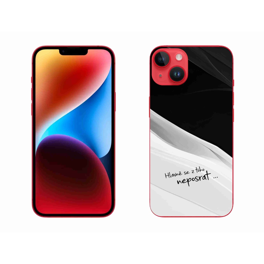 Gél borítás mmCase iPhone 14 Plus készülékhez - vicces szöveg 13 fehér és fekete háttérrel