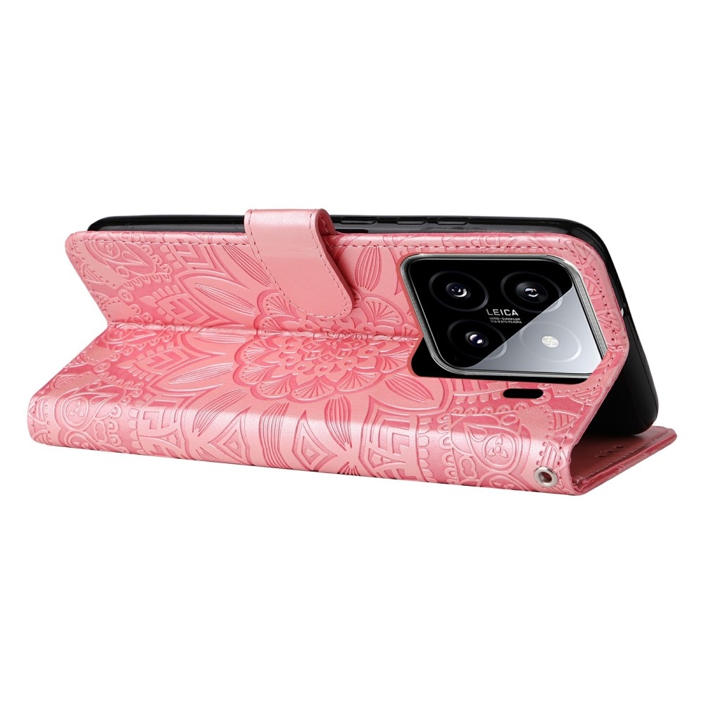 Napraforgó könyv tok a Xiaomi 15-öshöz - rózsaszín