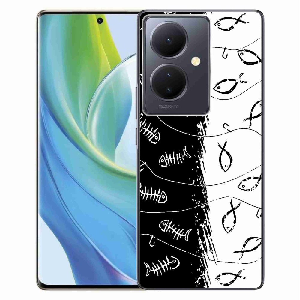 Zselés borítás mmCase a Vivo V29 Lite 5G számára - csontvázak és halak